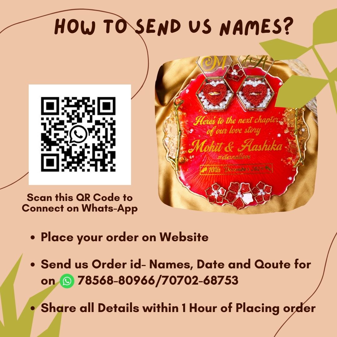 Rezica™ Royal Resin (Red Scarlet) Wedding Engagement Ring Platter with 2 Premium Ring Boxes made with Real Dry Flowers (10 Inches)