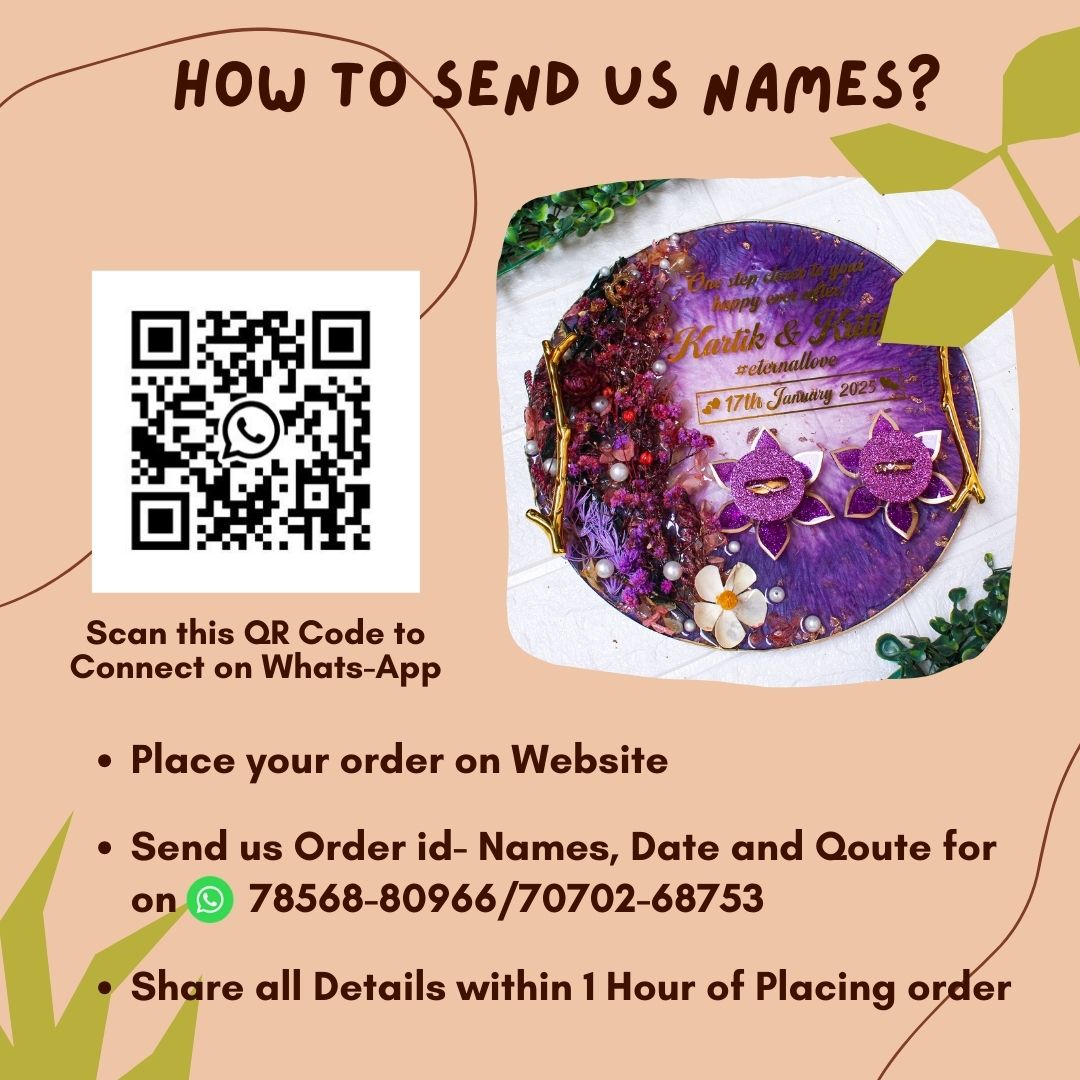 Rezica™ Royal Resin (Violet Dream) Wedding Engagement Ring Platter with 2 Premium Ring Boxes made with Real Dry Flowers (10 Inches)