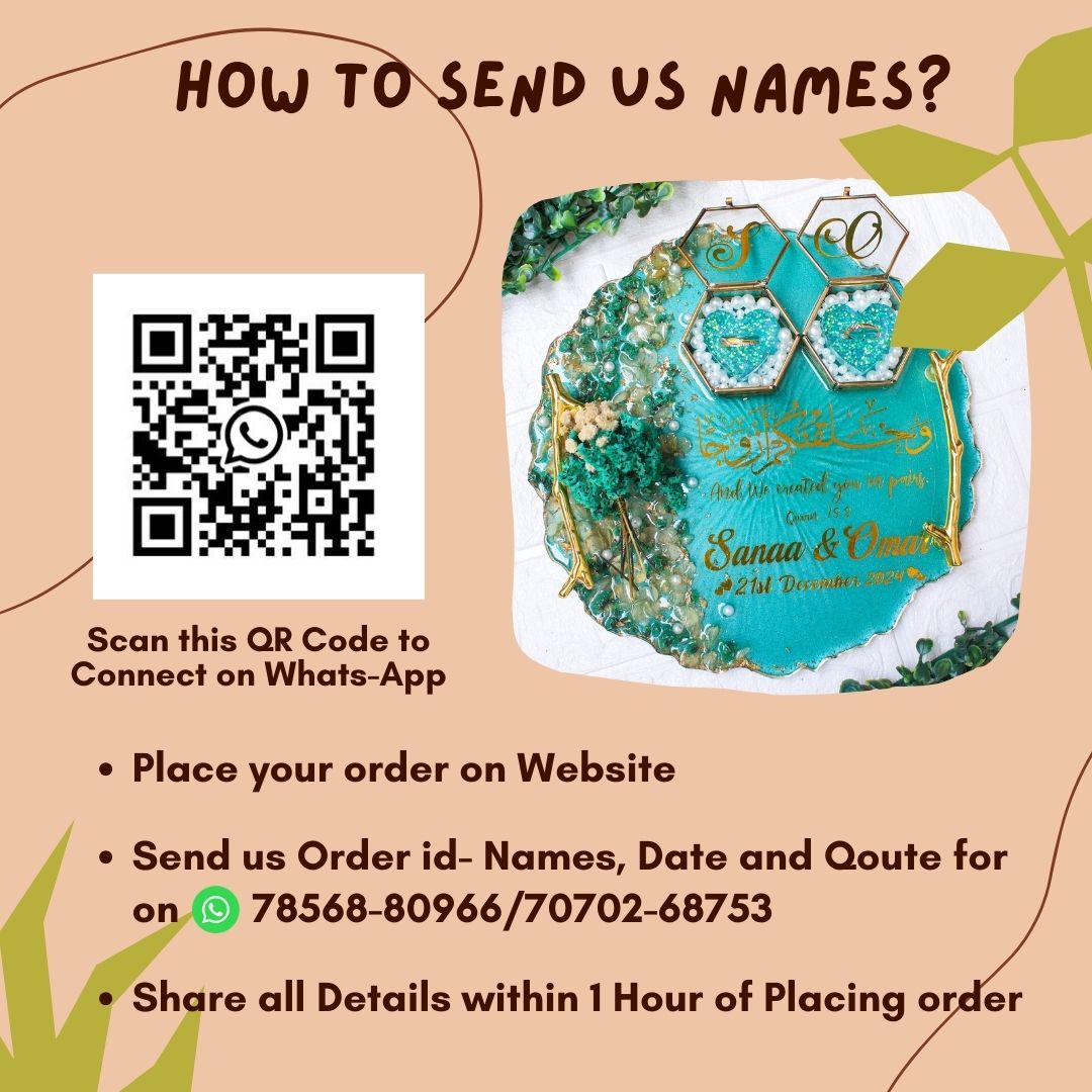 Rezica™ Royal Resin (Aqua Bliss) Wedding Engagement Ring Platter with 2 Premium Ring Boxes made with Real Dry Flowers (10 Inches)