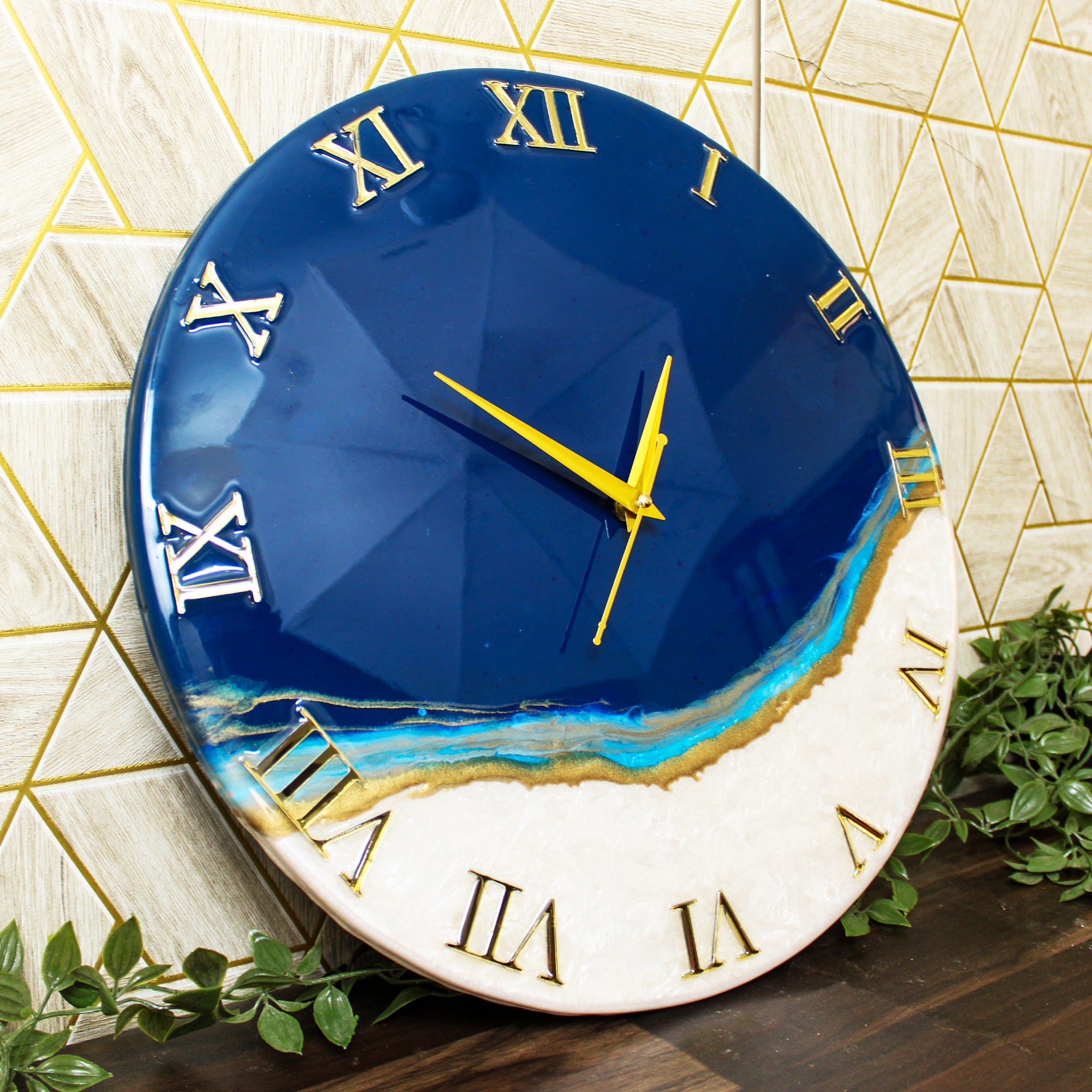 Rezica™ Sapphire Serenade Royal Blue Luxury Large Wall Clock