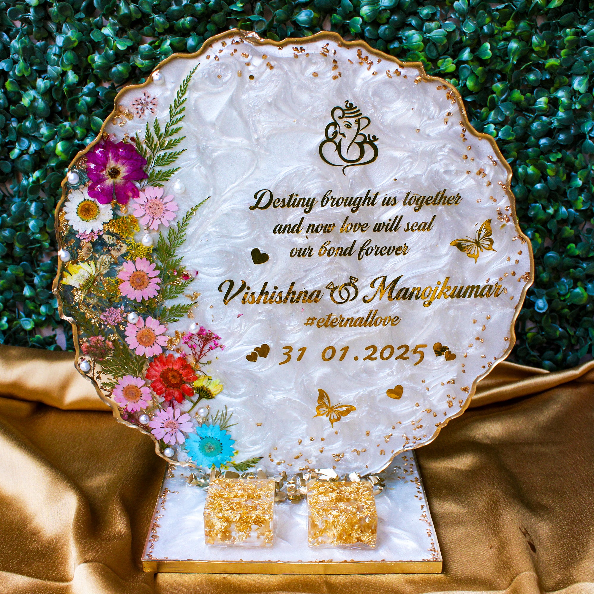 Rezica™ Royal Resin Wedding Engagement Ring Platter (Floral Blossom Stand)