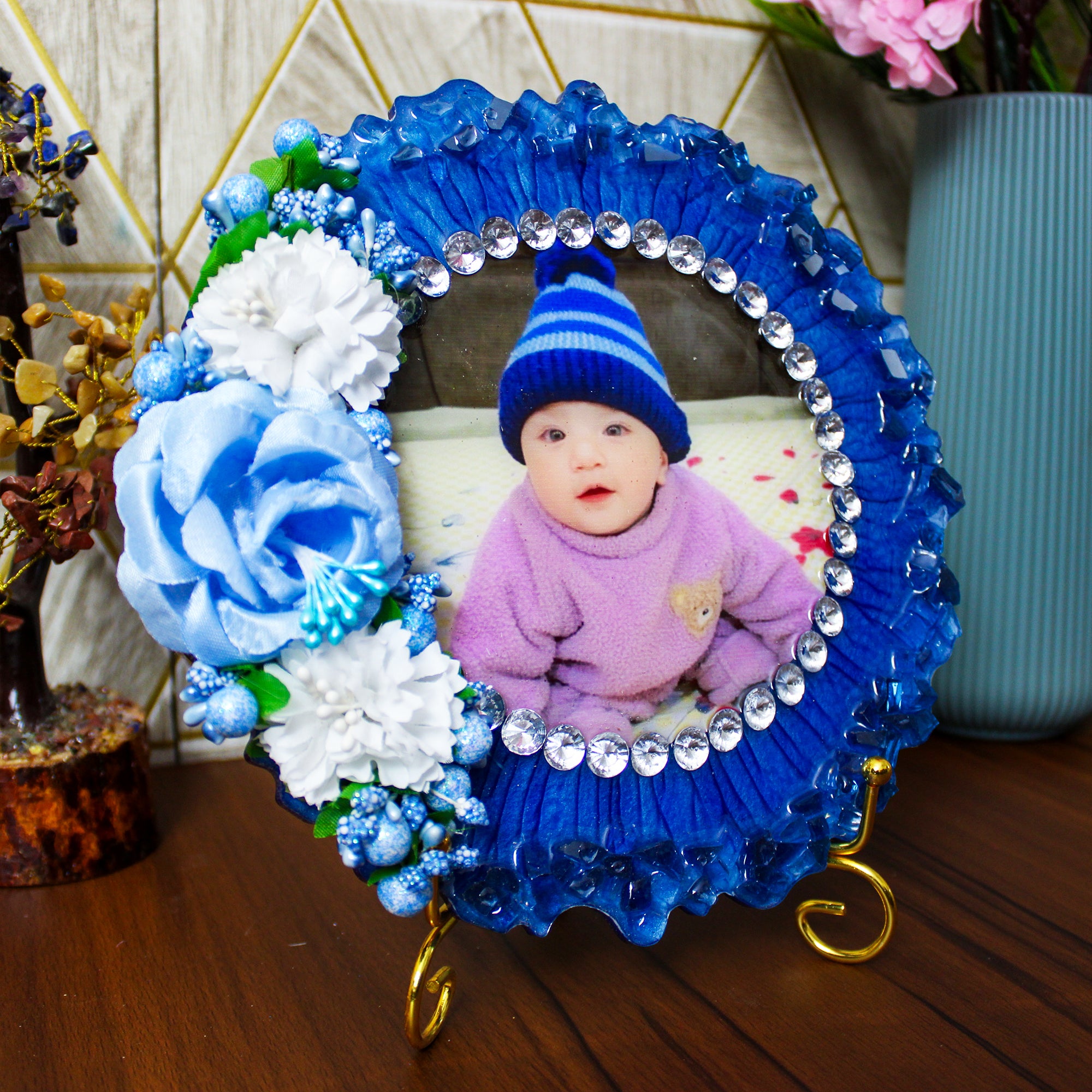 Whimsical Wonderland Customized Photo Frame 8 Inches with Golden Metal Stand