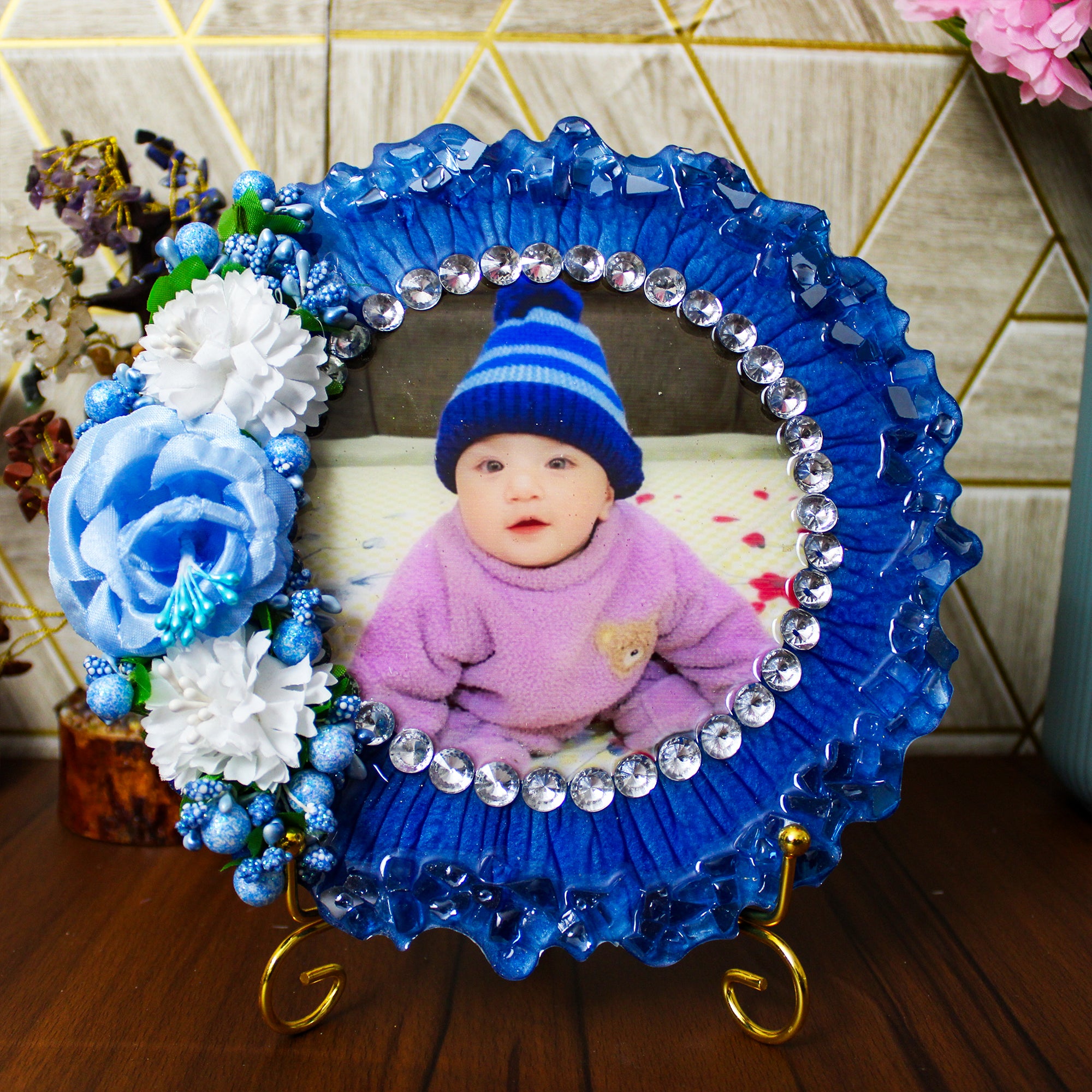 Whimsical Wonderland Customized Photo Frame 8 Inches with Golden Metal Stand