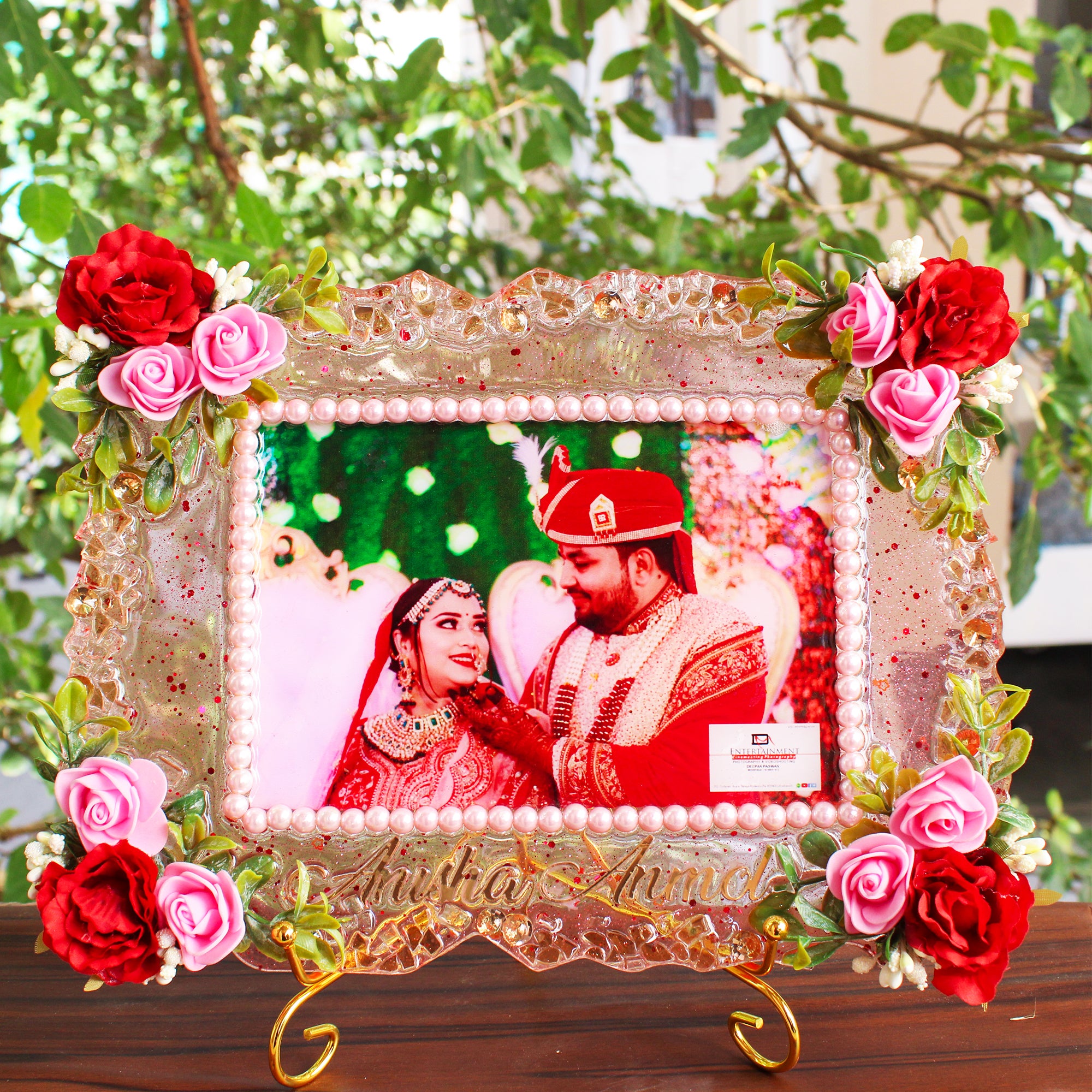 Everlasting Love Blossom Resin Photo Frame (12/9 Inches)