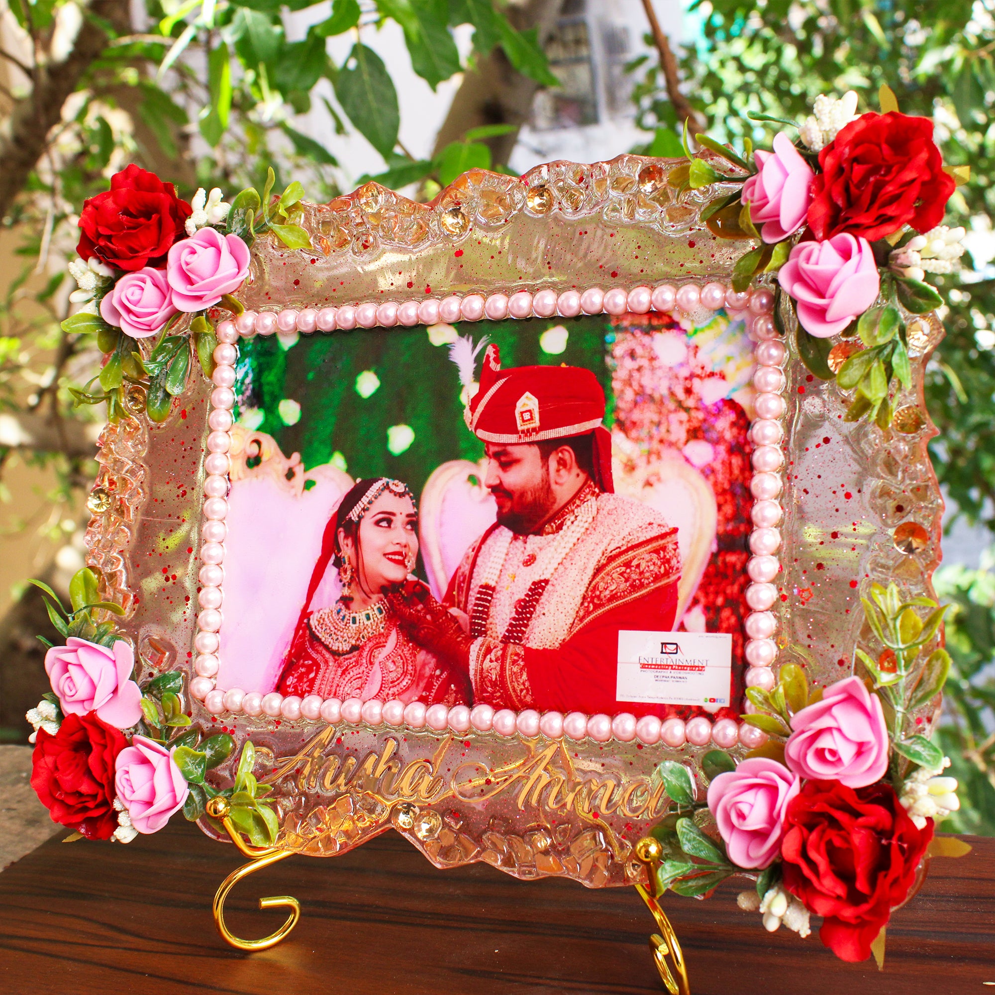 Everlasting Love Blossom Resin Photo Frame (12/9 Inches)