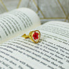 Ruby Prism Plum Blossom Ring with Real Plum Flower