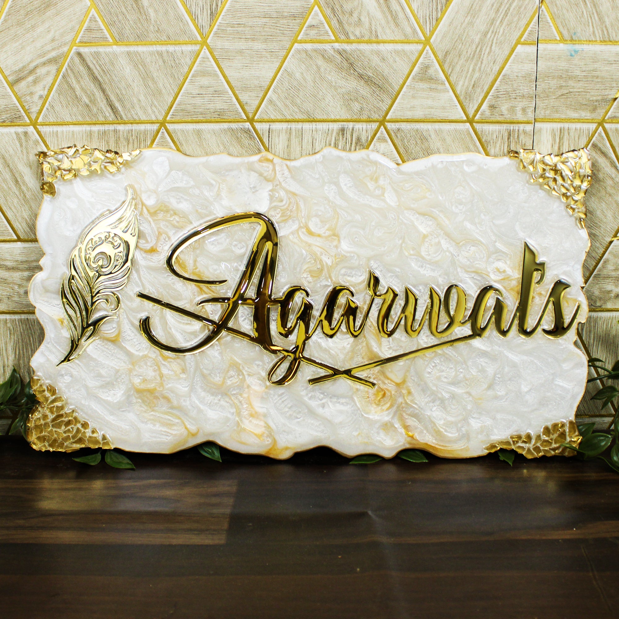 Majestic Gold Pearl Crest Insignia Name Plate (Customizable)