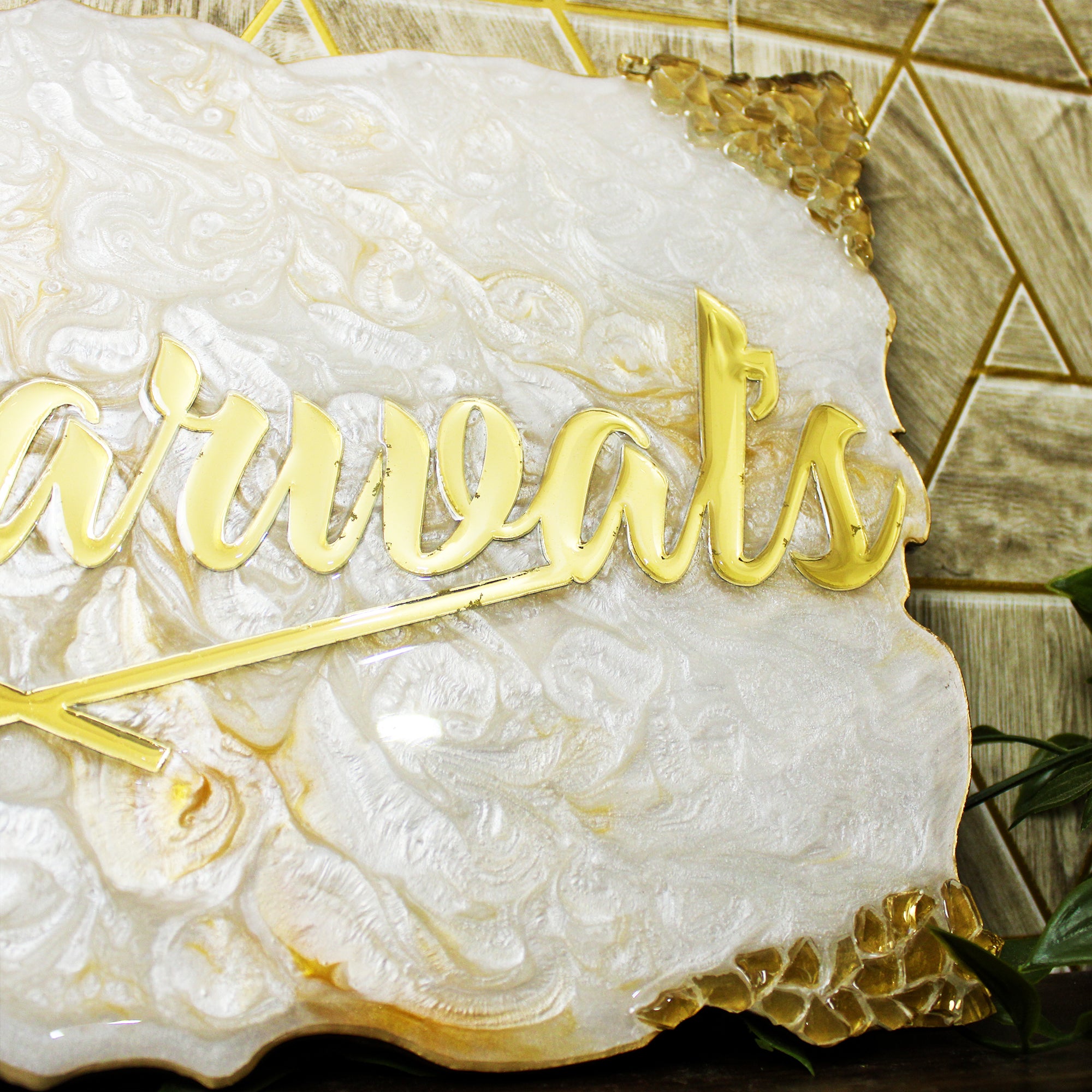 Majestic Gold Pearl Crest Insignia Name Plate (Customizable)