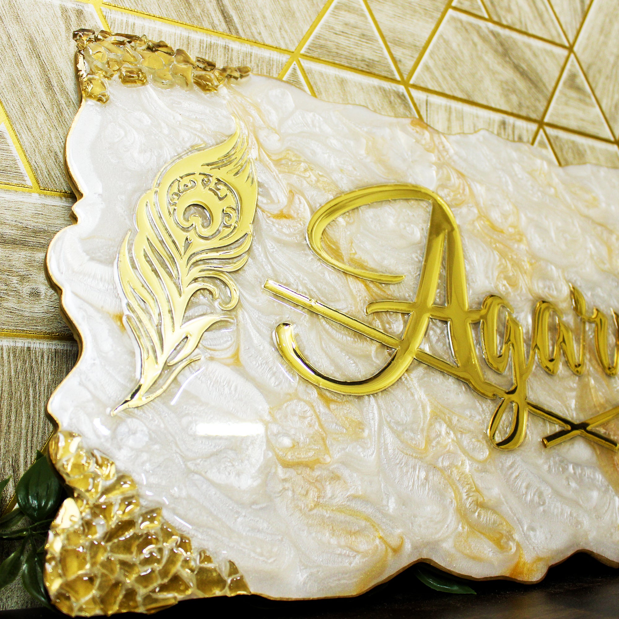 Majestic Gold Pearl Crest Insignia Name Plate (Customizable)