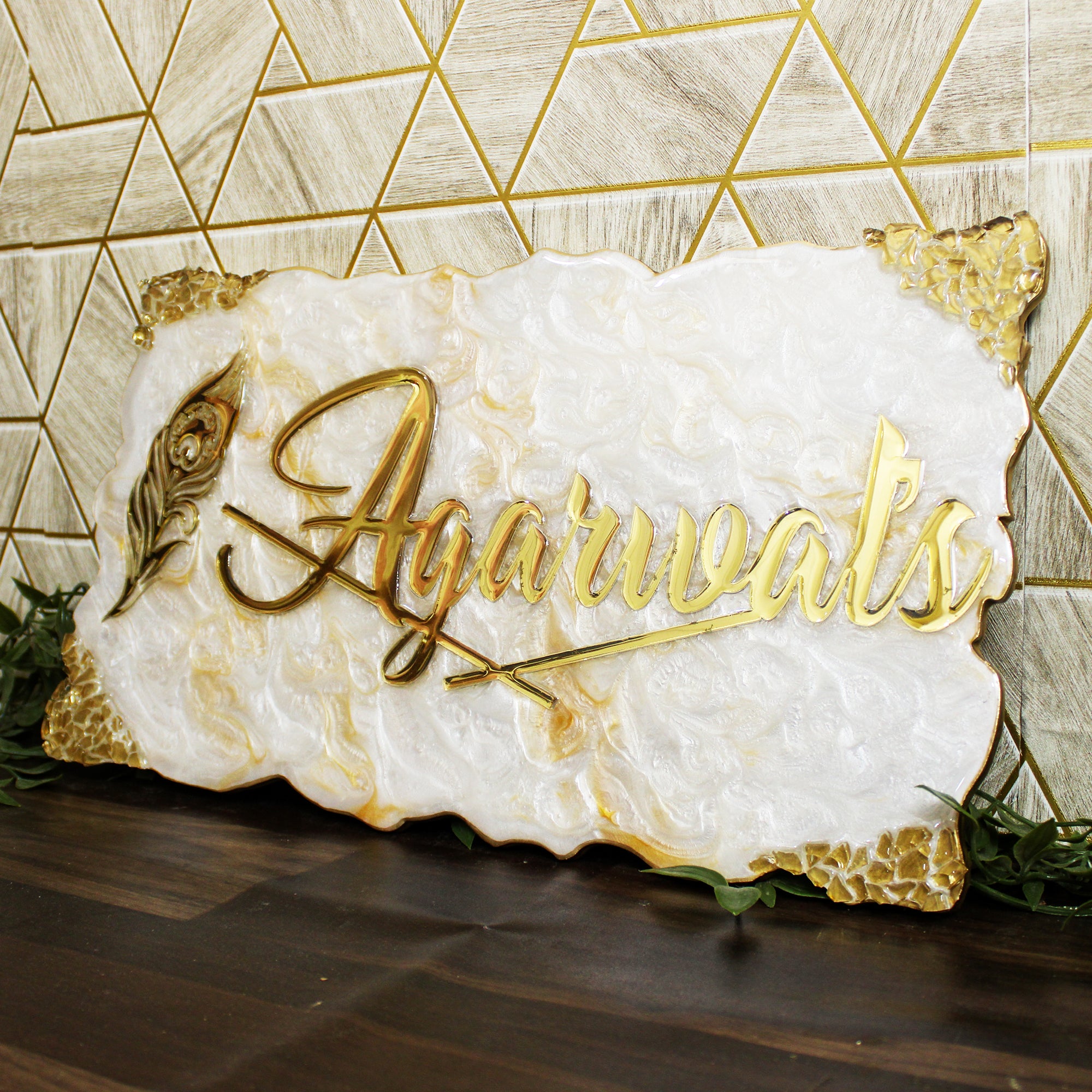 Majestic Gold Pearl Crest Insignia Name Plate (Customizable)