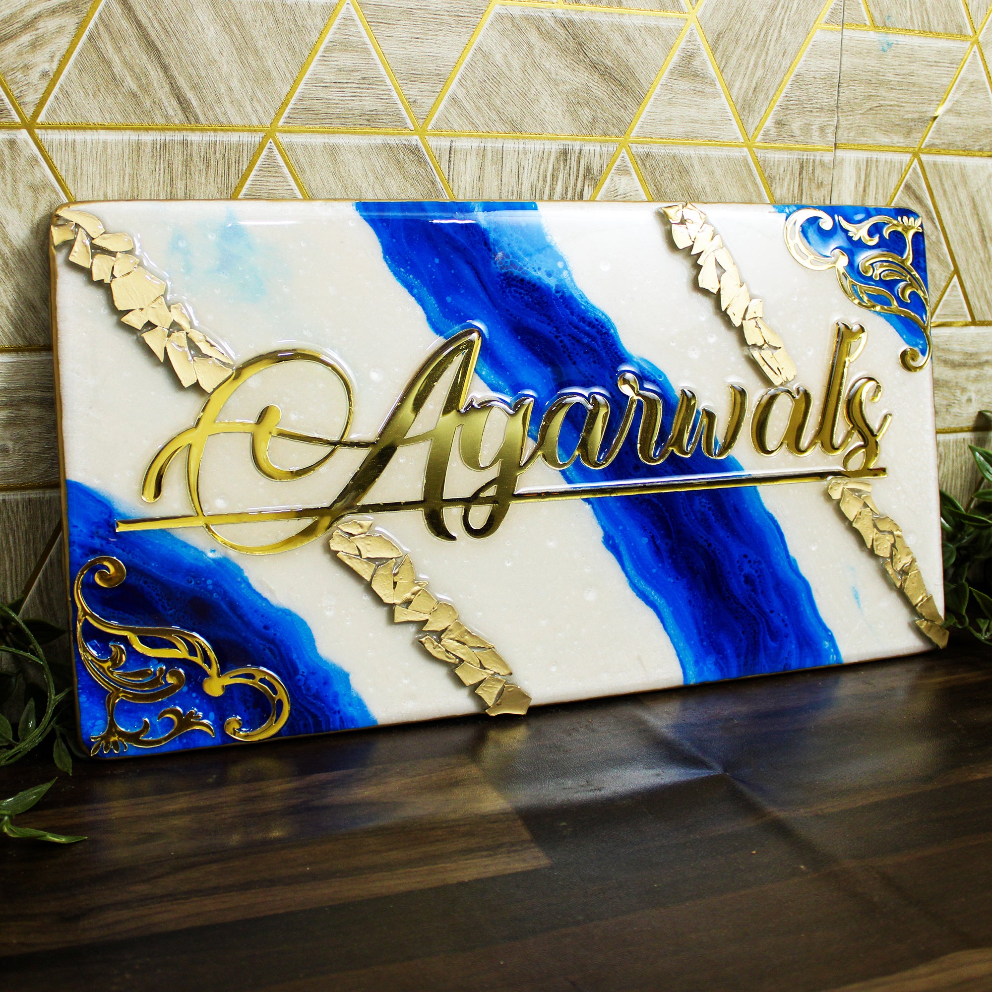 Opaline Gold Signature Door Name Plate (Customizable)