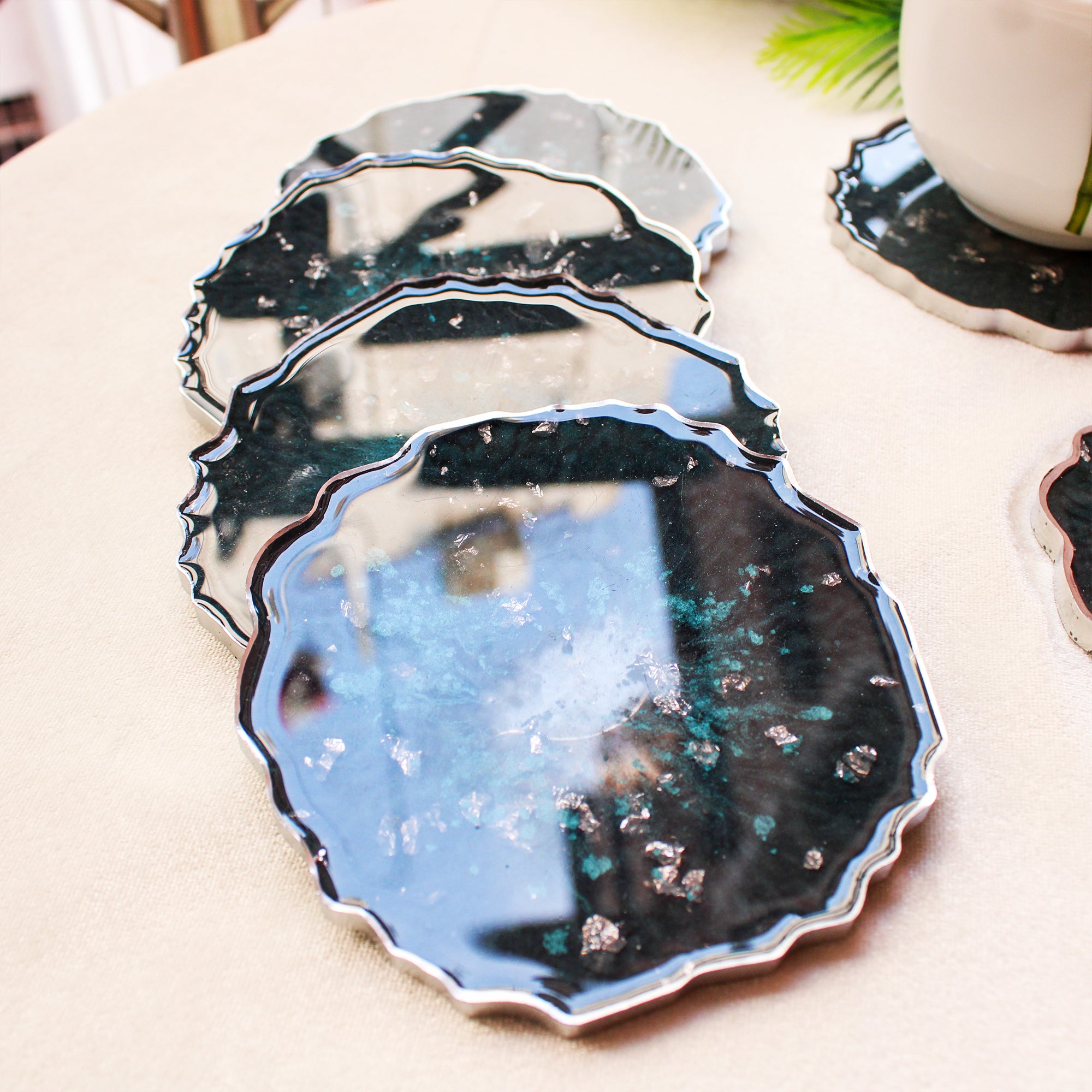 Sapphire Skies Premium Resin Coasters Set