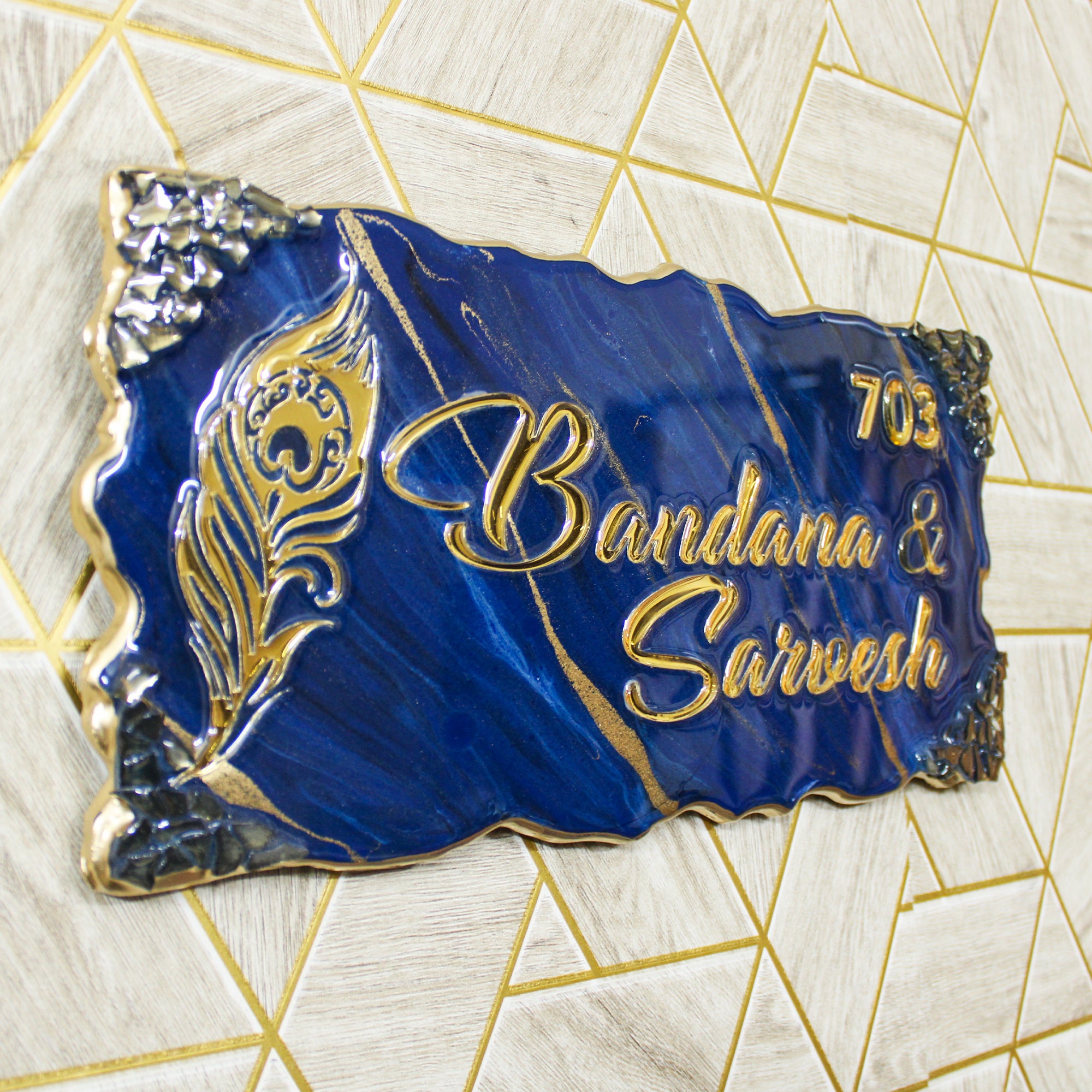 Sapphire Splendor Insignia Door Name Plate (Customizable)