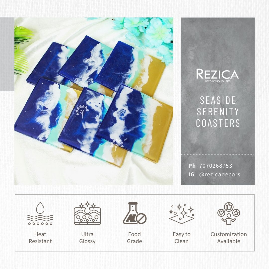 Seaside Serenity Premium Resin Coasters Set