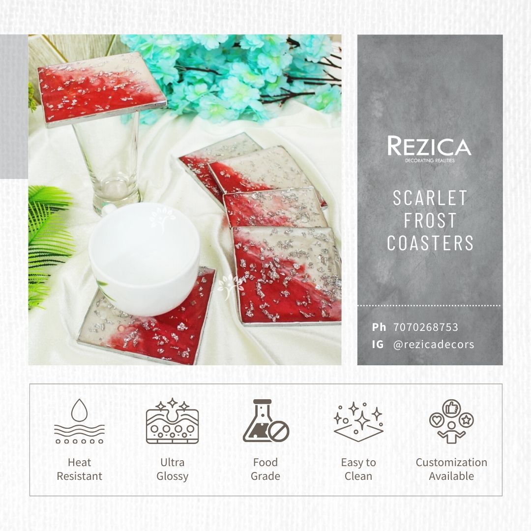 Scarlett Frost Premium Resin Coasters Set