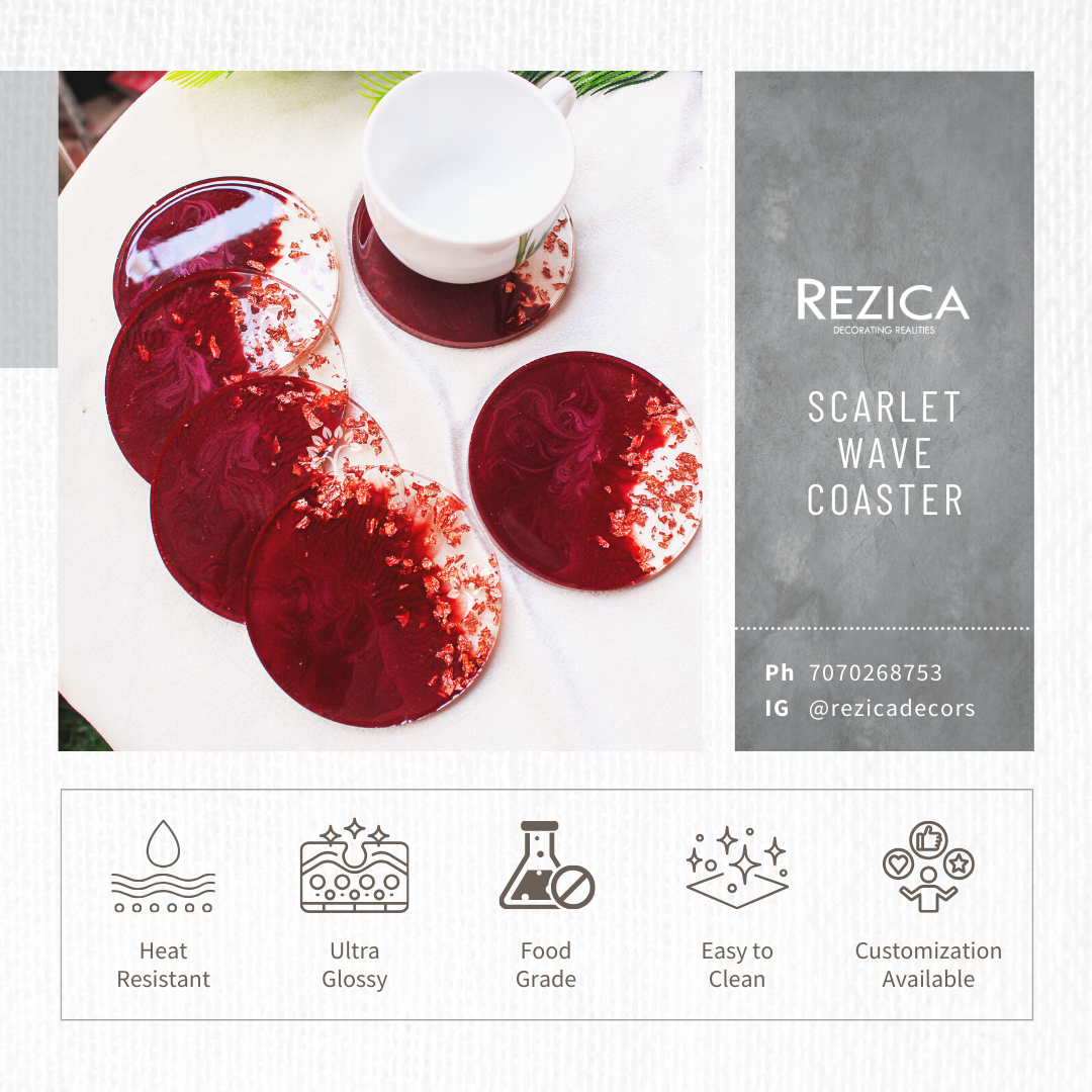 Scarlett Wave Premium Resin Coaster Set