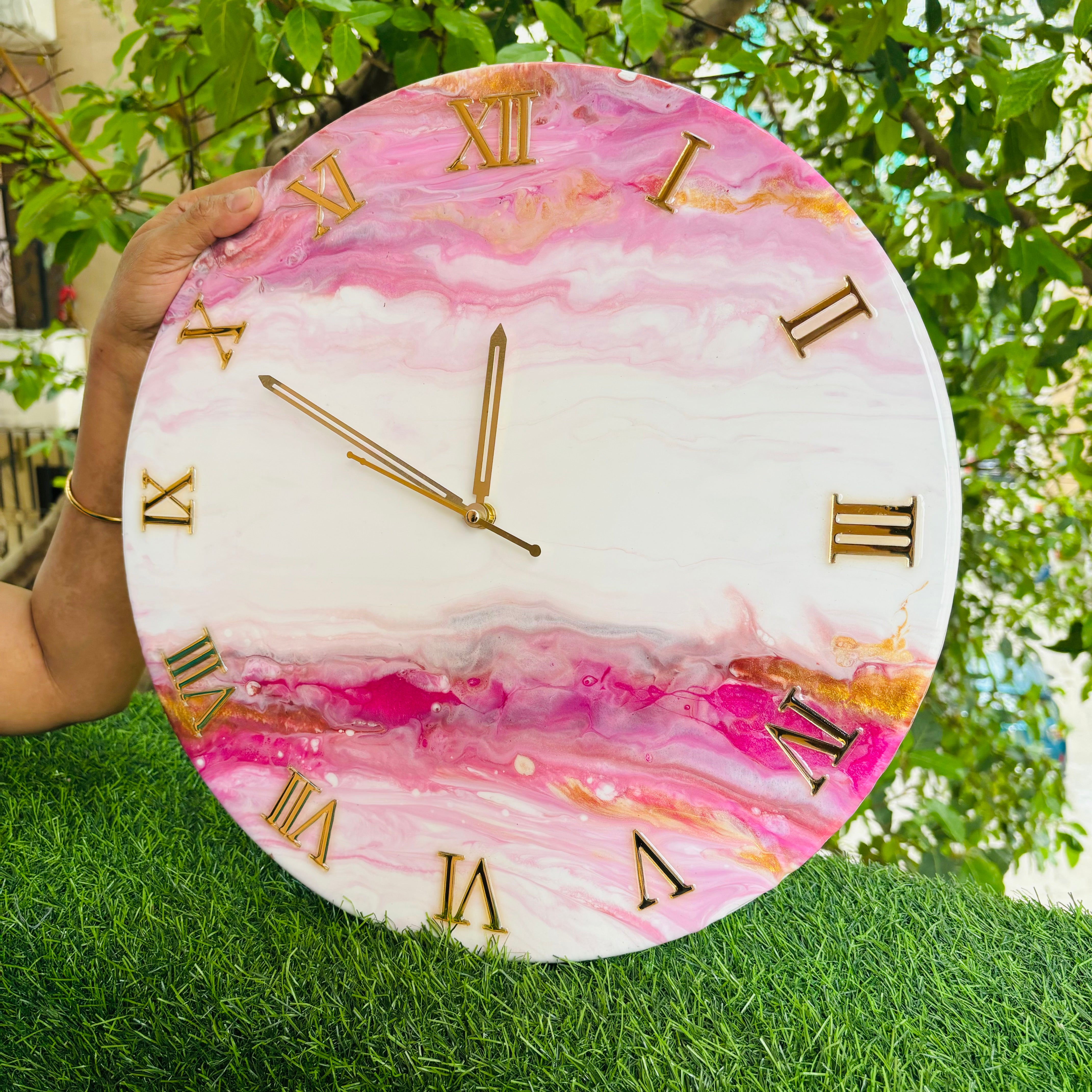 Rezica™ Pink Opulence Premium Large Wall Clock