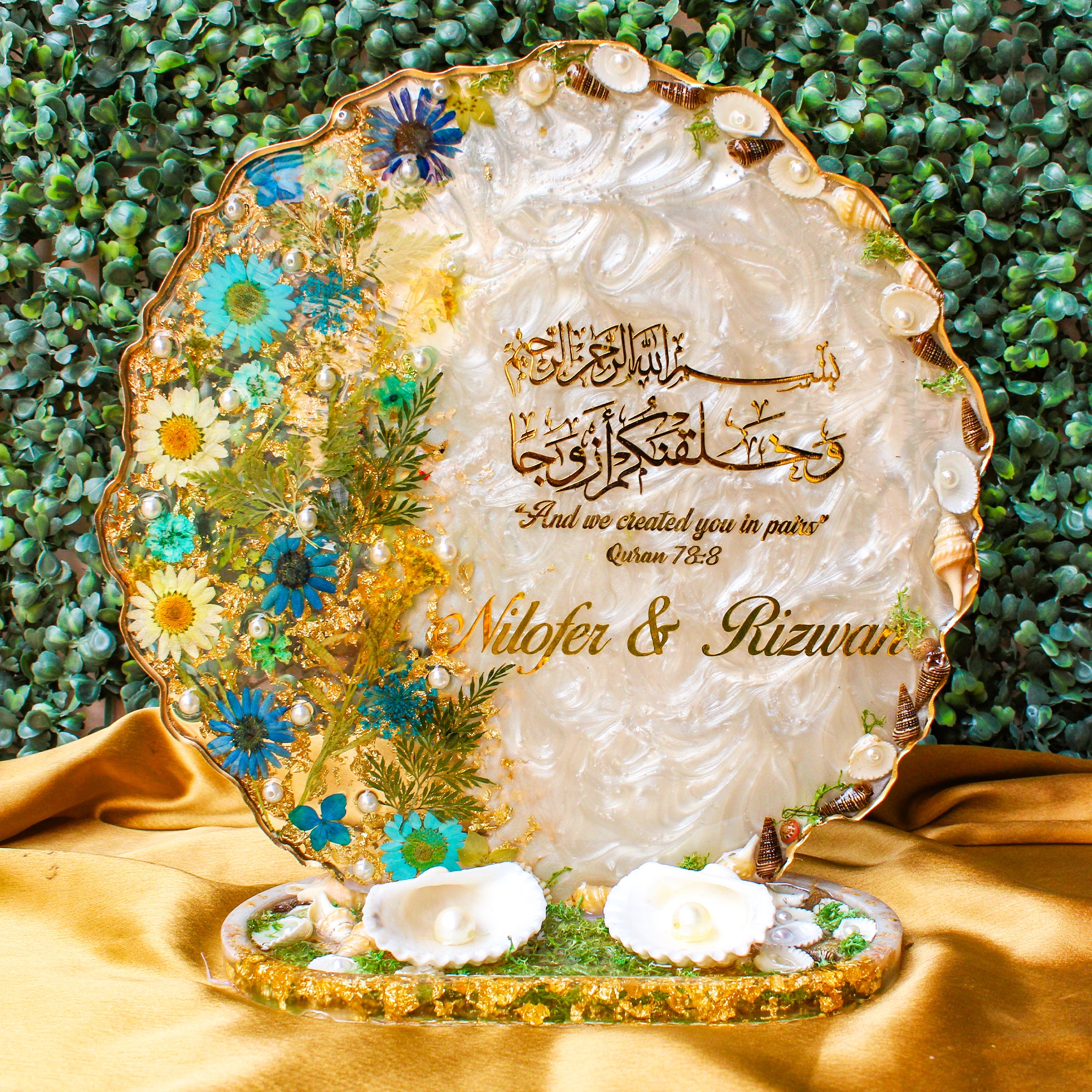 Rezica™ Royal Resin Wedding Engagement Ring Platter (Beach Themed Stand)