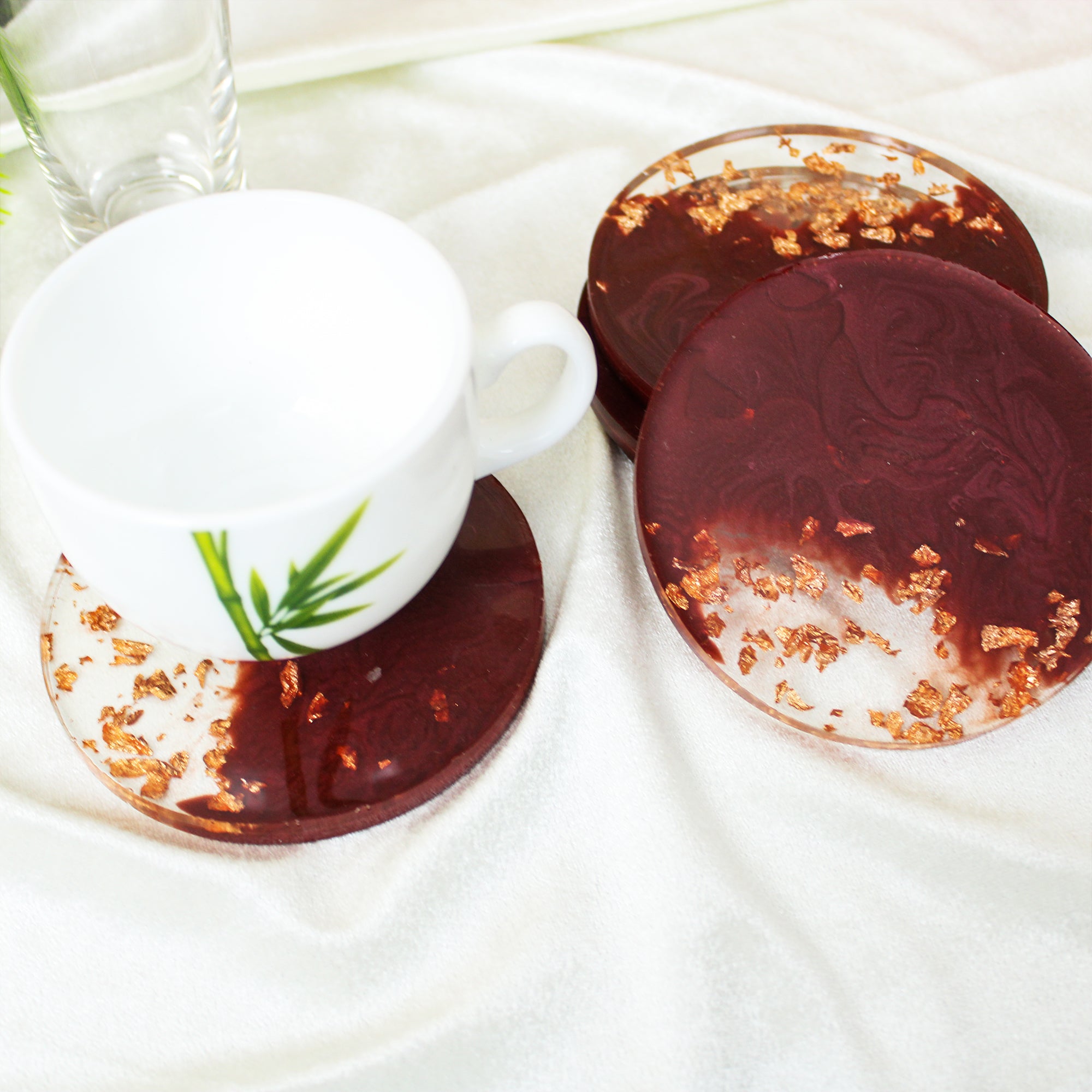 Scarlett Wave Premium Resin Coaster Set