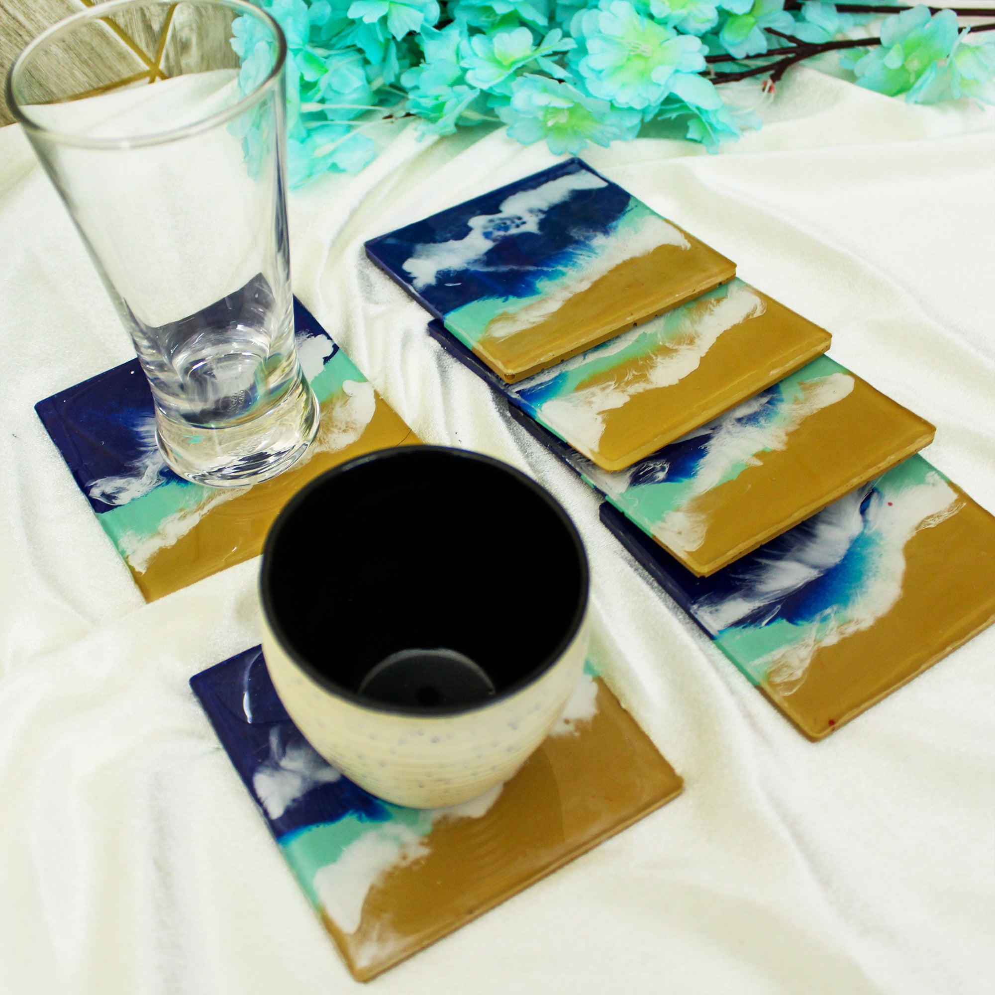 Seaside Serenity Premium Resin Coasters Set