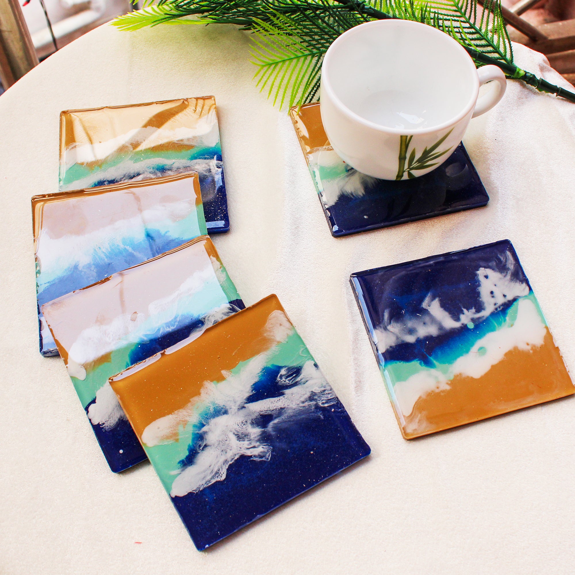 Seaside Serenity Premium Resin Coasters Set