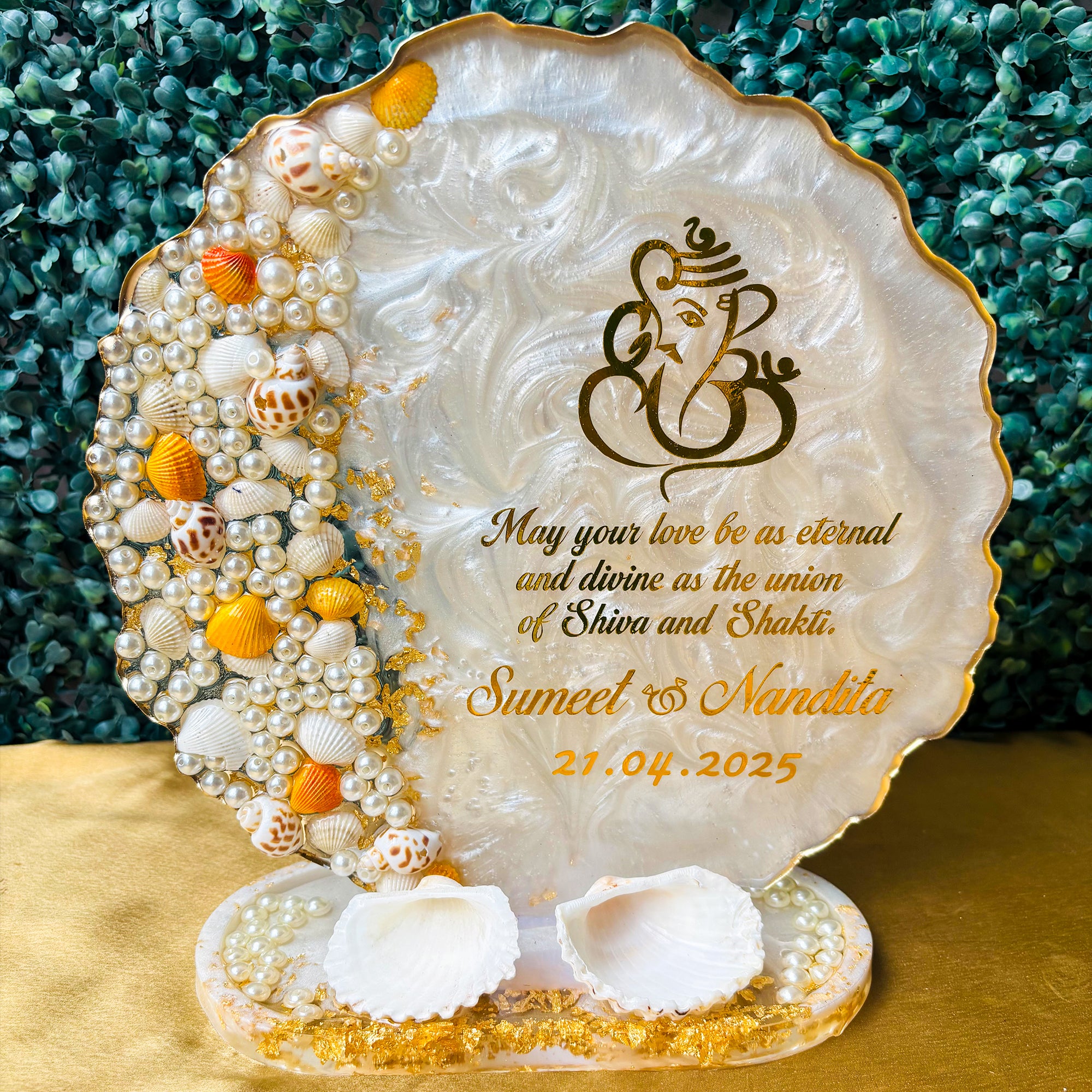 Rezica™ Royal Resin Wedding Engagement Ring Platter (Seashell Themed)
