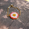 Carmine Petal Passion Bracelet with Real Daisy Flower