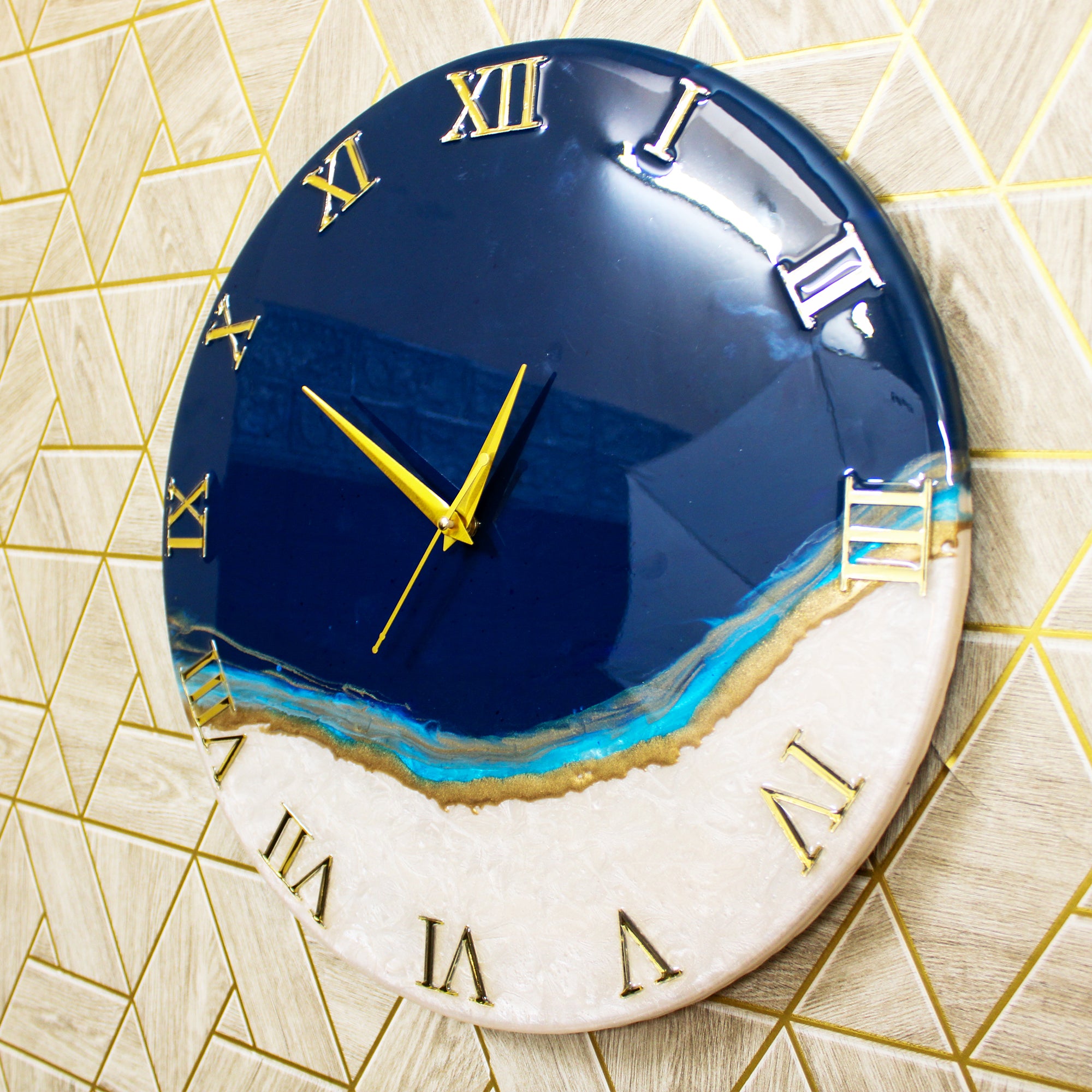 Rezica™ Sapphire Serenade Royal Blue Luxury Large Wall Clock