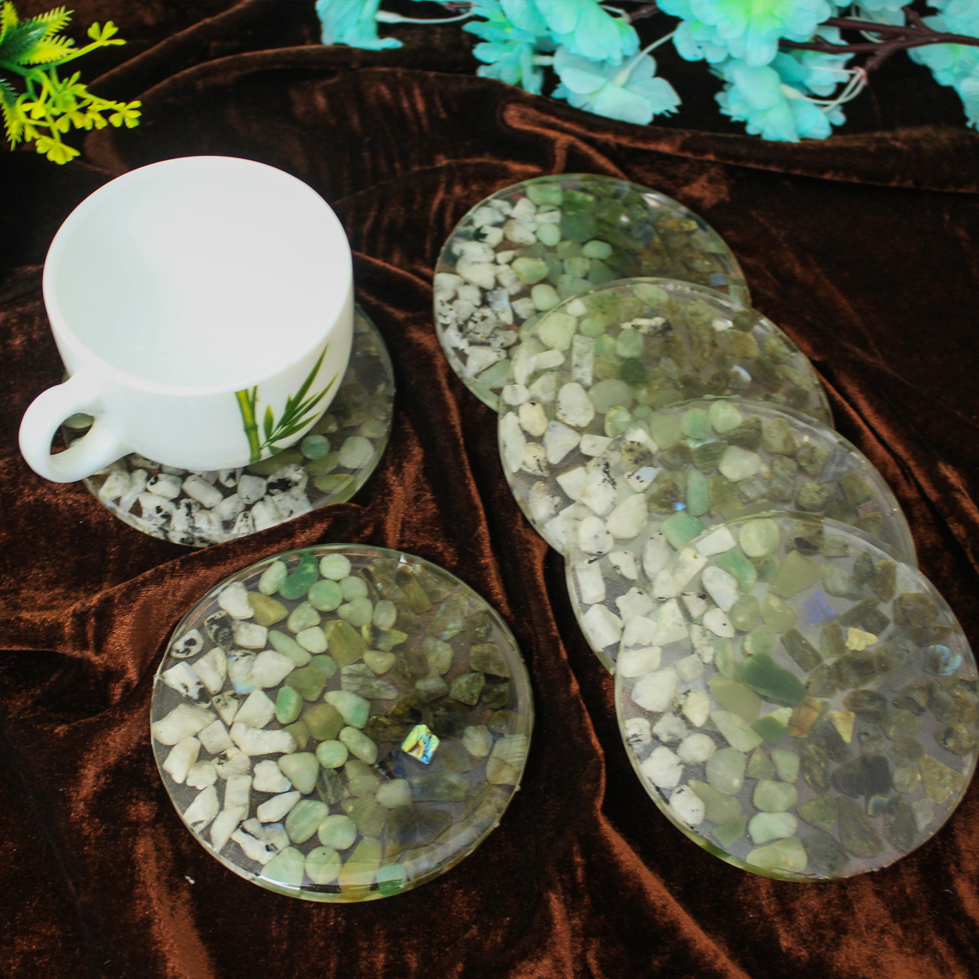 Earthen Elegance Premium Stone Resin Coaster Set