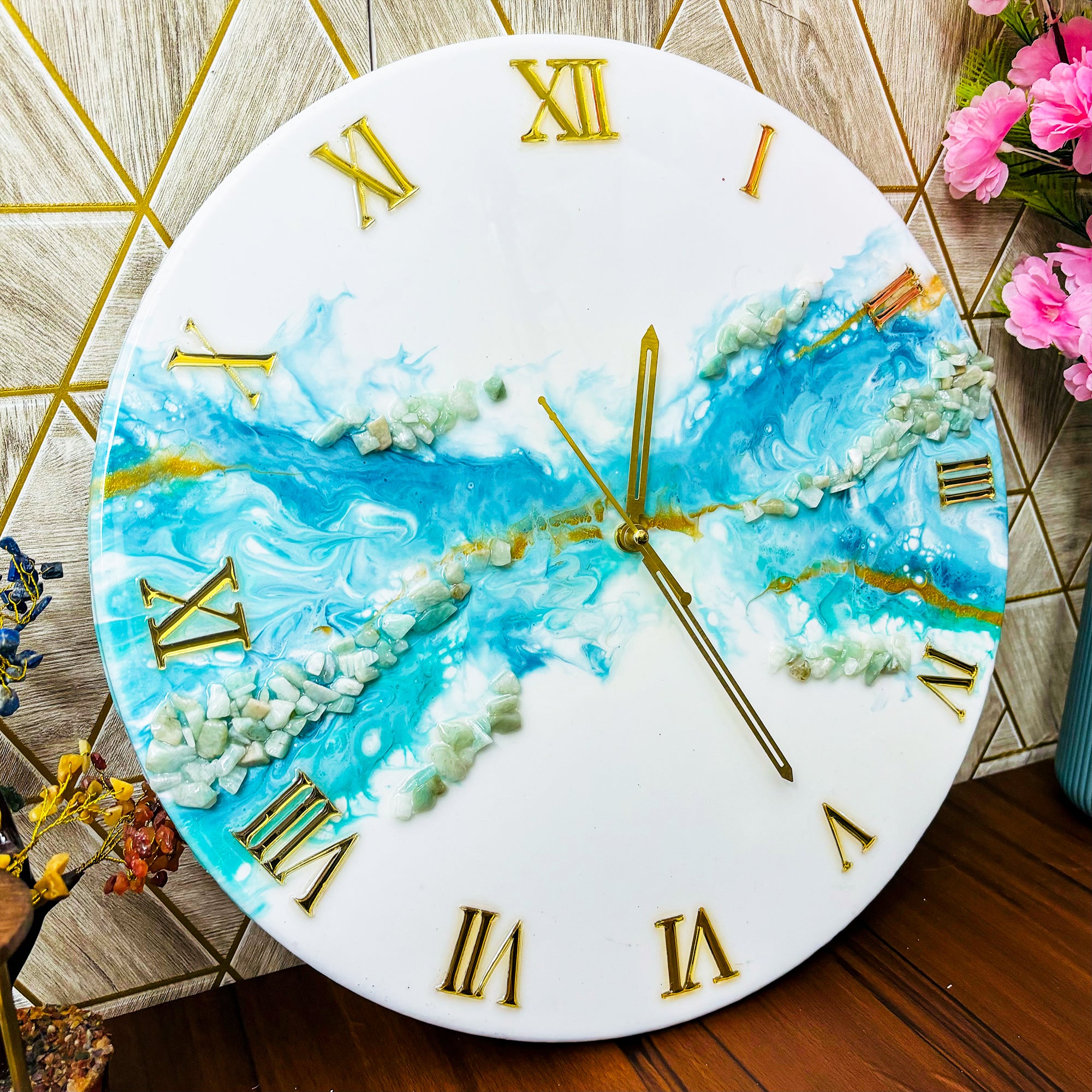 Rezica™ Aqua Frost Glamour Premium Large Wall Clock