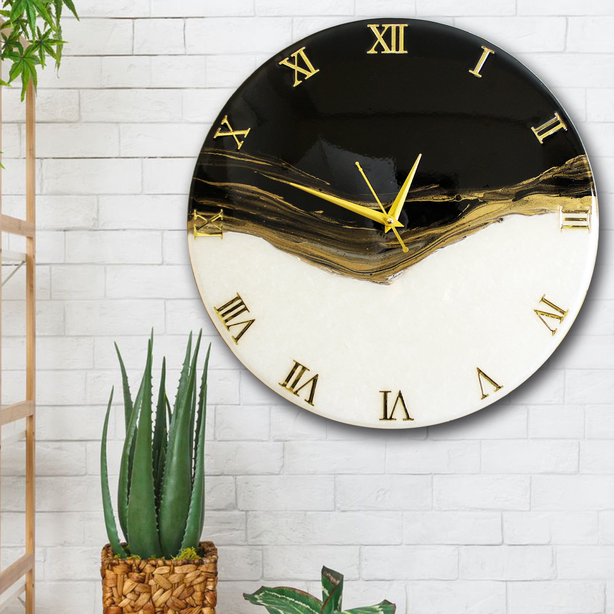 Rezica™ Royal Ivory and Black Elegance Luxury Wall Clock