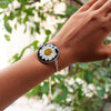 Onyx Blossom Real Dried Daisy Flower Bracelet