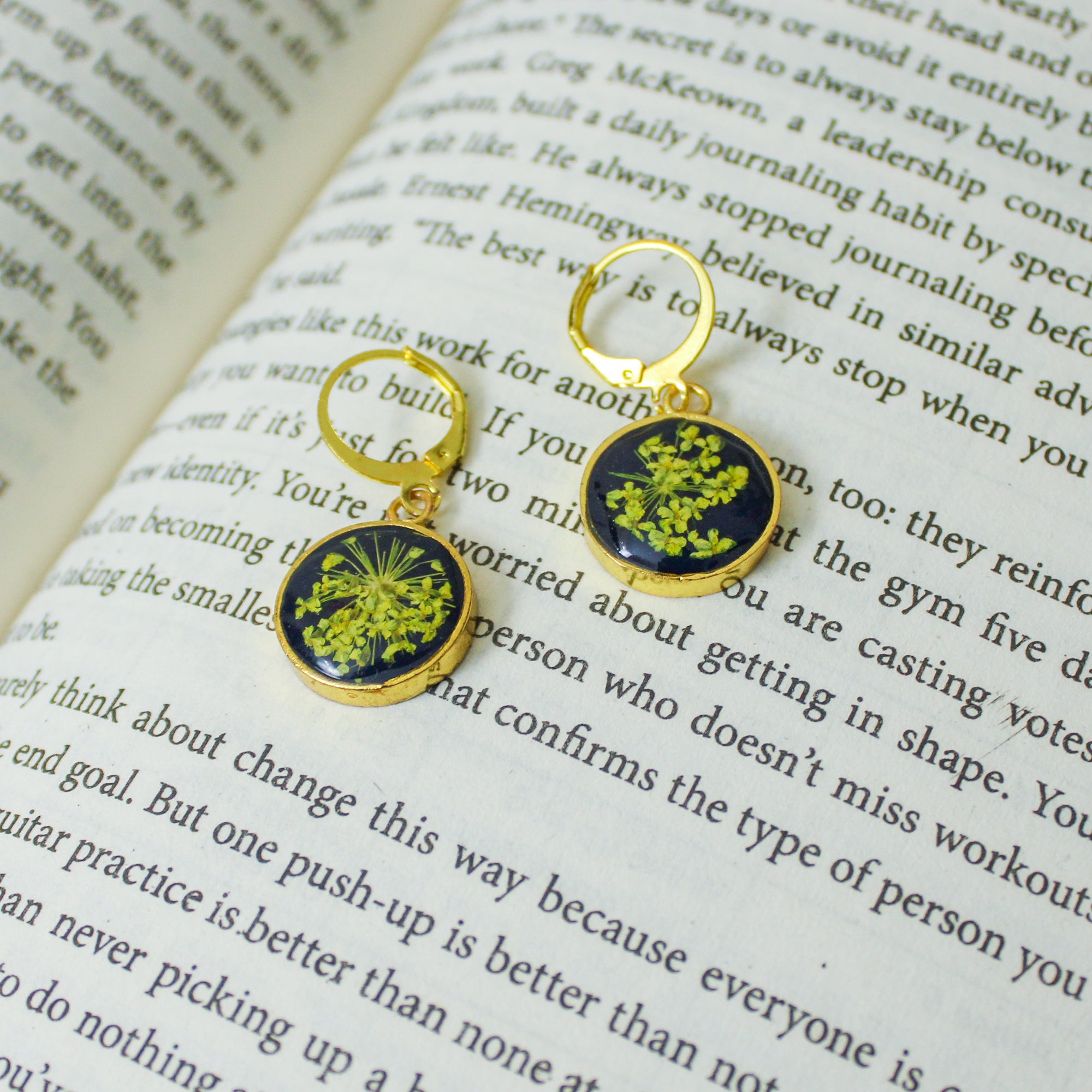 Celestial Blue Dried Real Sundrop Flower Drop Ear Rings