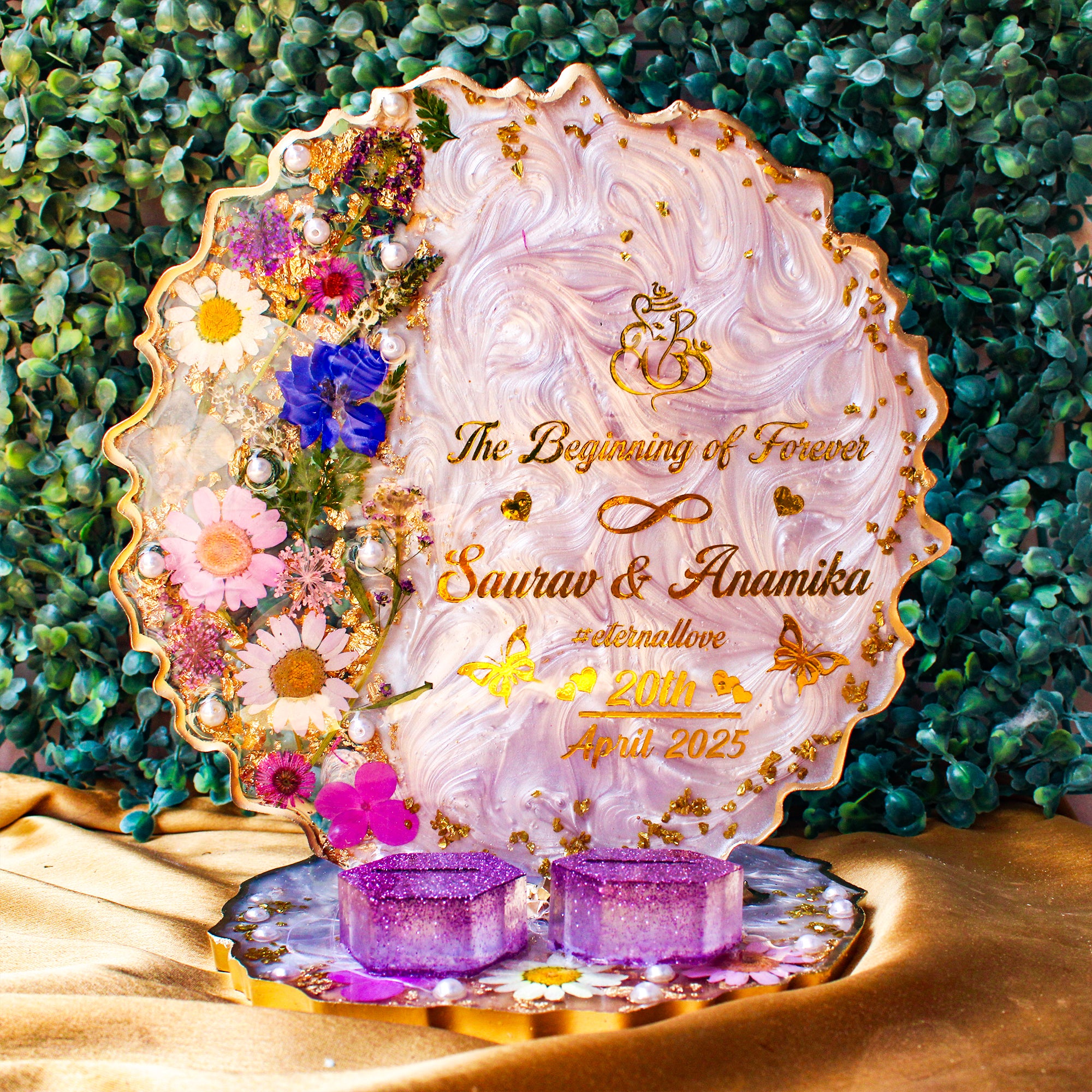 Rezica™ Royal Resin Wedding Engagement Ring Platter (Lavender themed)