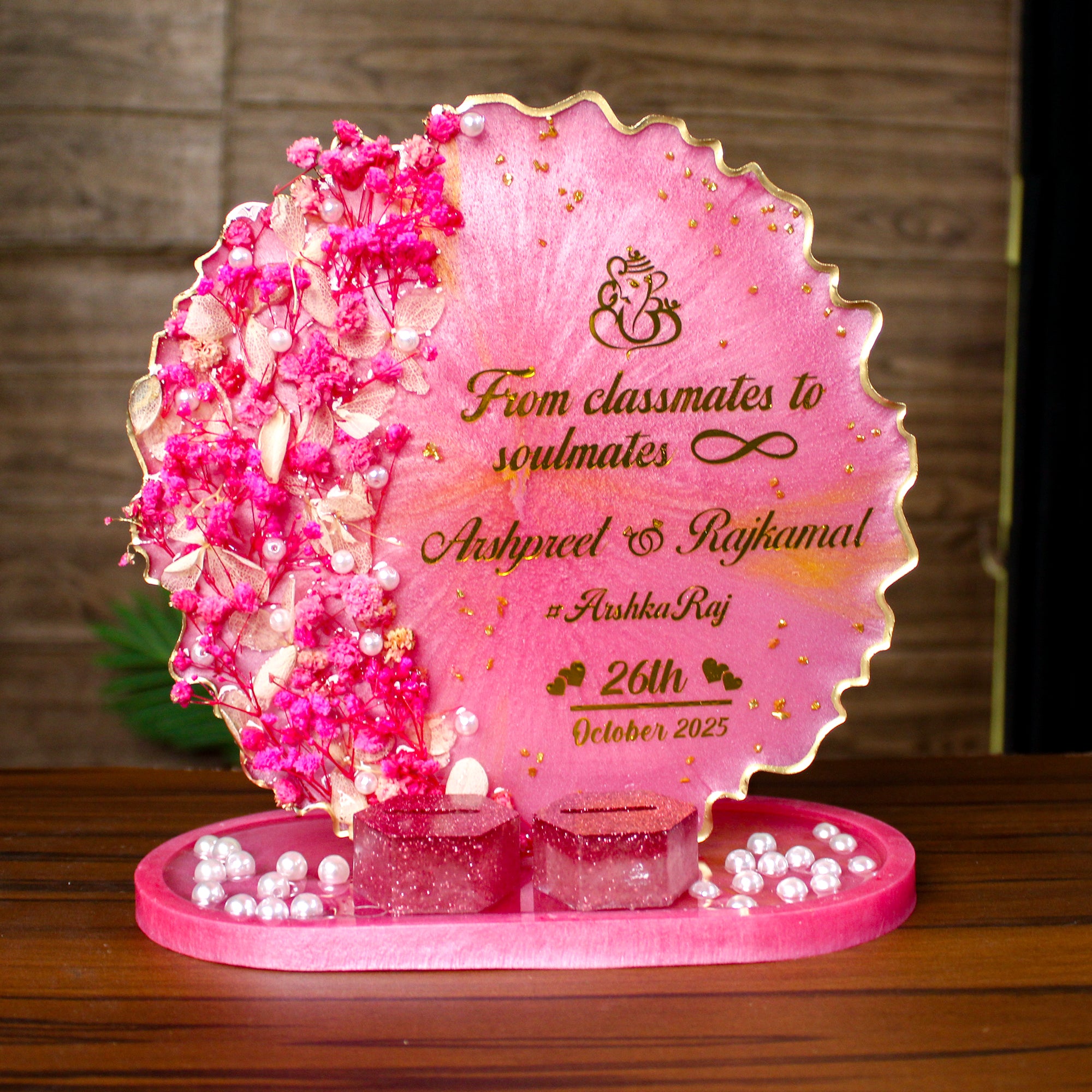 Rezica™ Royal Resin Wedding Engagement Ring Platter (Hot Pink Luxe)