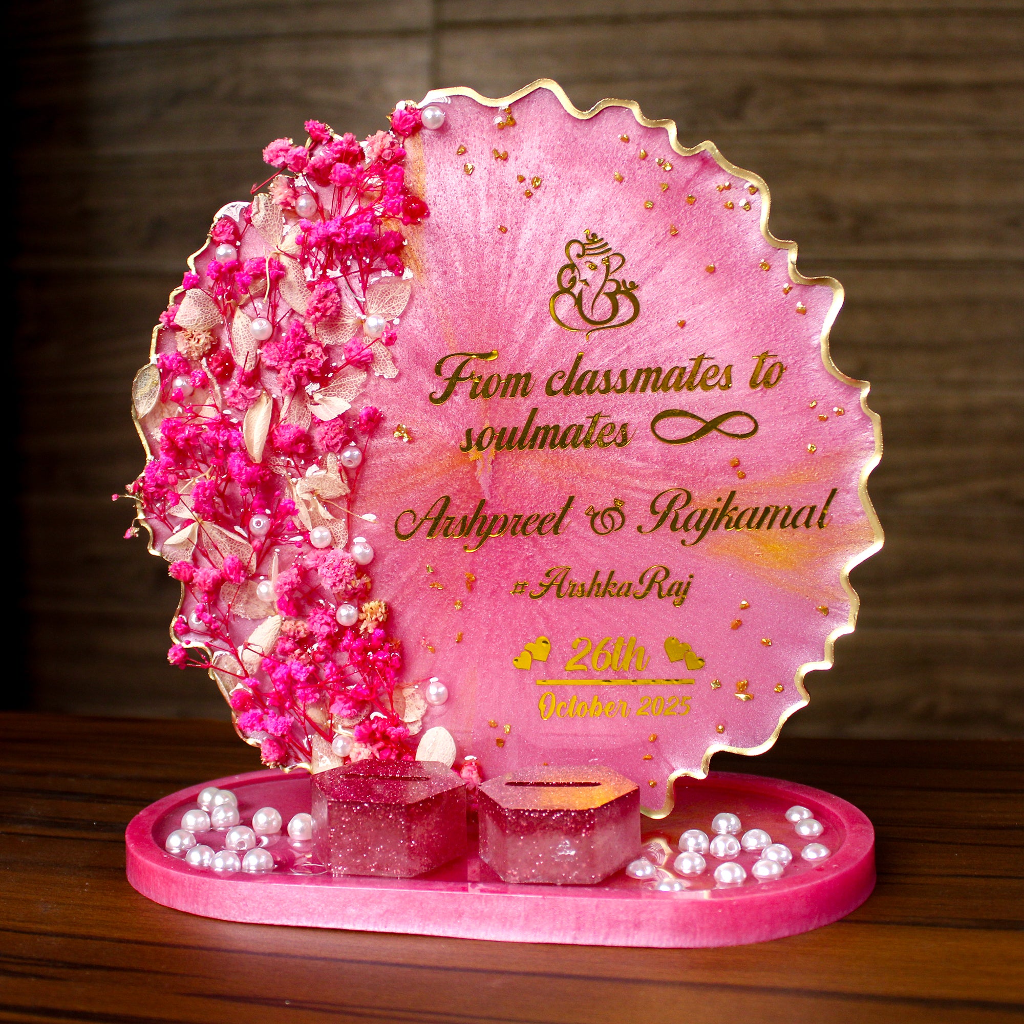 Rezica™ Royal Resin Wedding Engagement Ring Platter (Hot Pink Luxe)