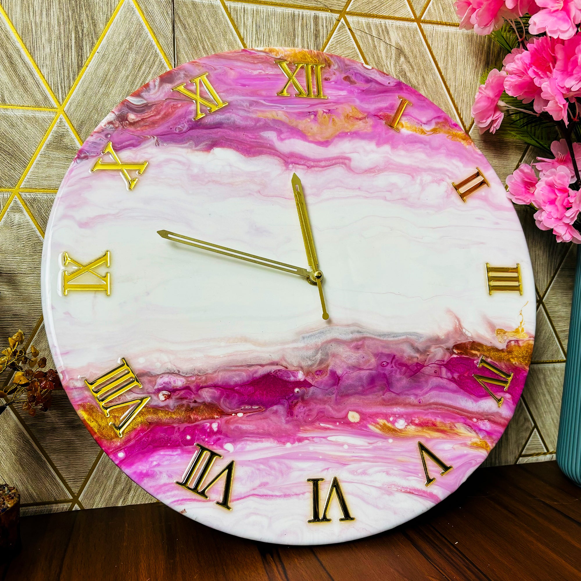 Rezica™ Pink Opulence Premium Large Wall Clock