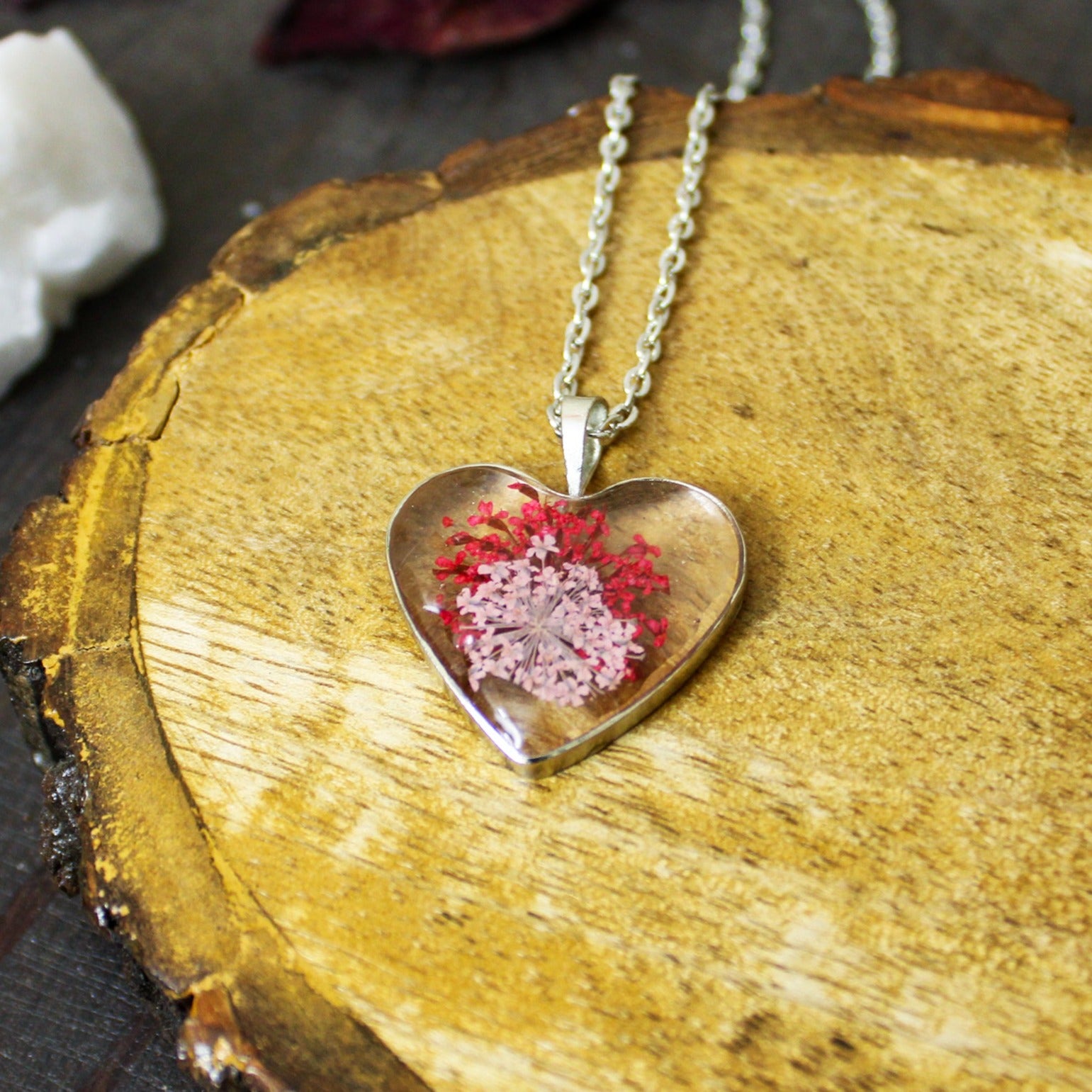 Vermilion Blossom Essence Pendant with Real Sundrop Flowers