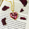 Love's Embrace Rose Necklace with Real Rose Petals