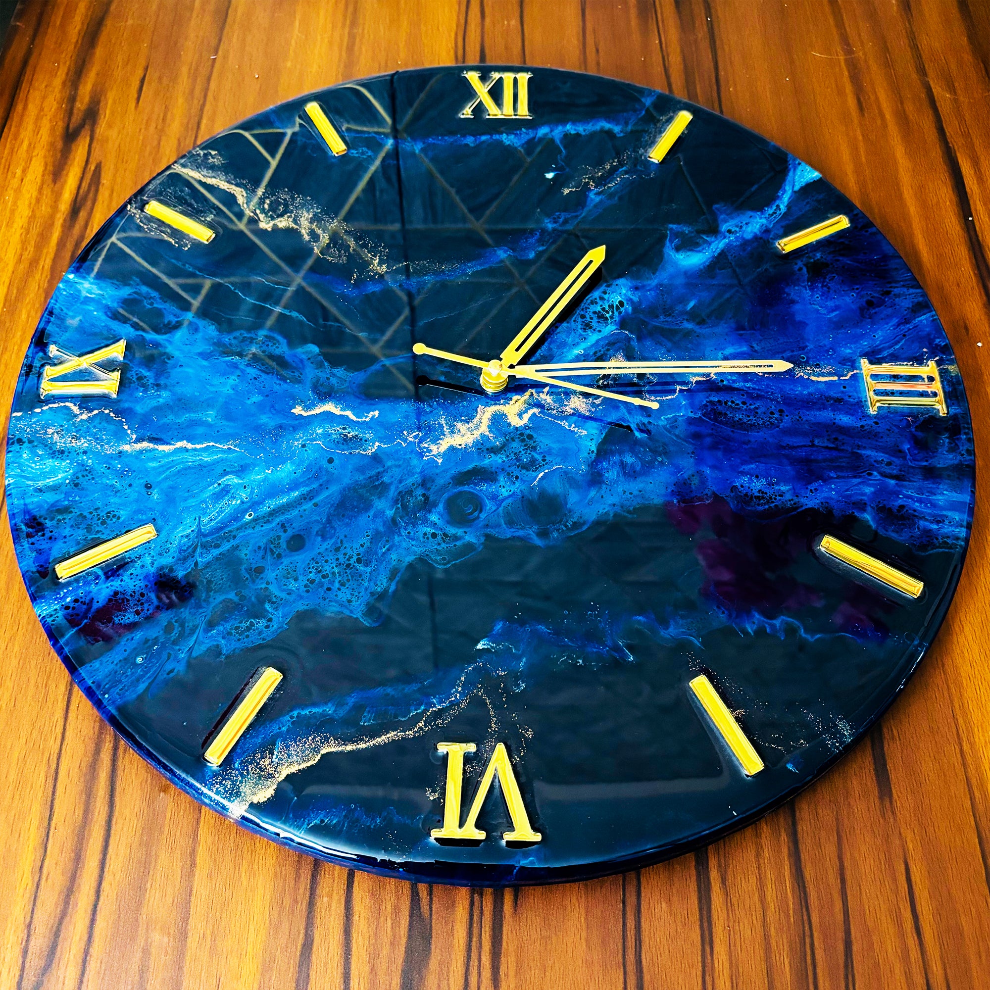 Midnight Azure Royal Blue Large Premium Wall Clock
