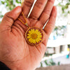 Sunshine Cascade Botanical Pendant with Real Daisy Flower